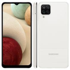 Smartphone Samsung Galaxy A12 Branco 64GB, Tela Infinita de 6.5", Câmera Quádrupla, Bateria 5000mAh, 4GB RAM e Processador Exynos 850O