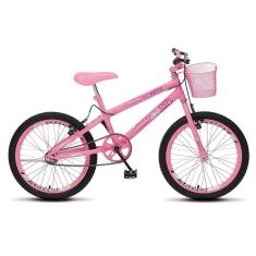 Bicicleta July Infantil Juvenil Aro 20 Aço com Cestinha e Freio V-Brake Rosa Neon - Colli Bike