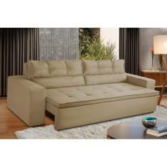 Sofá Retrátil e Reclinável 2 lugares com Molas 1,50m Vegas Suede Bege Adonai Estofados