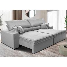 Sofá Retrátil e Reclinável 2,35m Império. com Molas Cama inBox Linho