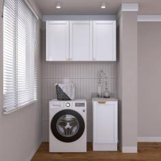 Lavanderia Modulada 2 Peças 1 Armário Aéreo 3 Portas 1 Balcão Cabecasa Madeiramadeira Branco