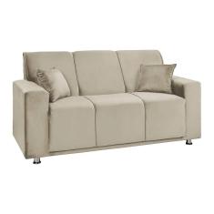 Sofá 3 Lugares Fixo Tokyo Veludo Bege Marfim - Star Confort Bege Marfim