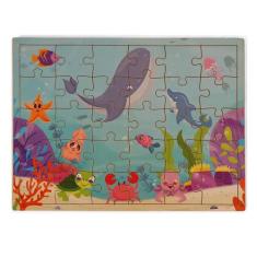 Quebra Cabeça Fundo Do Mar 30 Peças Madeira - Brinque E Leia