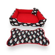 cama de cachorro 70x70cm cama G pets até 15kg+ tapetinho de comedouros