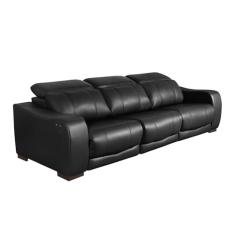 Sofá Elétrico Reclinável e Retrátil 3 Lugares Affection Couro Preto G34 - Gran Belo