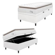 Cama Box Baú Colchão Solteiro Molas Ensacadas City Pillow Top 88x188x6