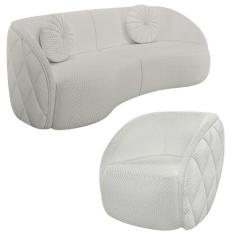 Sofá Decorativo 4 Lugares 318cm com Almofadas e Poltrona Zion M22 Linh