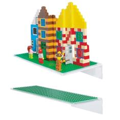 Play Platoon Prateleiras de exibição de tijolos de construção, 2 unidades, mini figuras, prateleira de acrílico para parede de 30 x 12 cm, compatível com Lego, Megablox e outras marcas importantes -