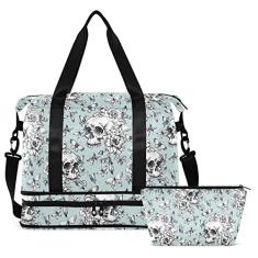 Bolsa esportiva de viagem roxa morcego gótico esportiva com bolso molhado bolsa de fim de semana para mulheres e homens, bolsa de ginástica, bolsa de transporte hospitalar para trabalho de parto e