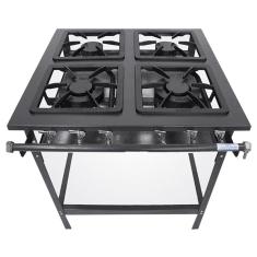 Fogão 4 Bocas 2 Duplas Stand Metal Brey Baixa Pressão 104-2D