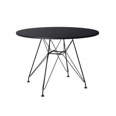 Mesa Eiffel Redonda 90Cm Tampo De Madeira Preto Com Base De Ferro Preto - Cor: Preto