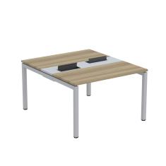 Mesa Plataforma Dupla Com Pé De Aço Para Coworking 110x140-2p Pdc11-14-2p Noce Naturalle-cinza