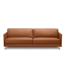 Sofá Decorativo Anthony 3 Lugares Sala De Estar 240cm Pés Em Aço Couro Conhaque G88 - Gran Belo