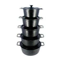 Jogo Caçarola Panela Craqueada Alça Alumínio Fundido Preto - DIVIFORTE