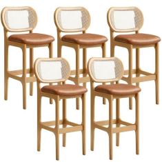 Kit 05 Banquetas Altas Para Cozinha Bancada Sala Tela Betta Fixa L02 m