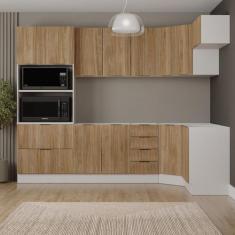 Cozinha Modulada 7 Peças sem Tampo com Rodapé Ipanema CabeCasa Madeira