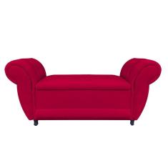 Divã Recamier Com Baú Grécia 1,55 Cm Suede Vermelho