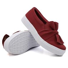 Tênis Slip On Feminino Casual Confortável Bonito Calce Fácil Sola Reta