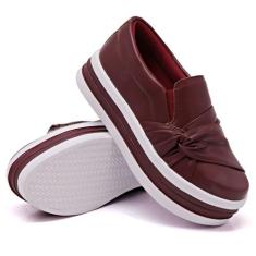 Tênis Slip On Moda Fashion Casual Feminino Nó Frontal Sola Reta Alta M