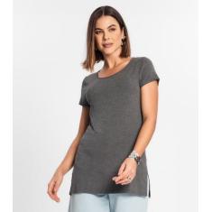 Blusa Básica Alongada Feminina Rovitex Cinza, M, Cinza