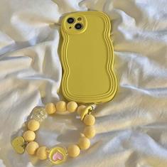 Pulseira 3D Love Heart Strap Case Ondulada Para Samsung S23 S20 S21 FE S22 Plus Pro Ultra A54 A 42 50 51 52 53 70 71 72 73 S, amarelo, Para S20 Ultra