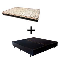 Cama Box Casal 138 Bipartido Tecido Sintético Preto Com Colchão Praia Bello Box - D28 Amarelo 57x138x188