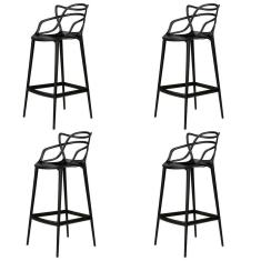 Kit 4 Banqueta Aviv Allegra Solna Fratini 109 Cm (altura) Polipropileno Cor Preto