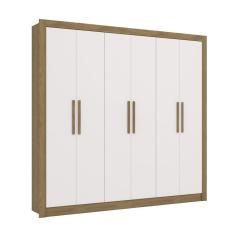 Guarda-Roupa Casal Kappesberg 6 Portas 2 Gavetas Marrom Branco - M569BR