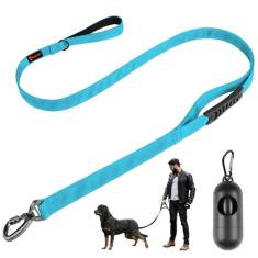 Coleira para cães resistente, coleira refletiva dupla face laqibak para cães - engrossamento de camada dupla, design de mosquetão de segurança bloqueável, 1,8 m, perfeita para passeios alegres de cães