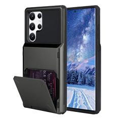 Marphe Capa carteira para Samsung Galaxy S22 Ultra com 4 compartimentos para cartão de crédito à prova de choque capa híbrida de proteção resistente para celular compatível com Samsung Galaxy S22