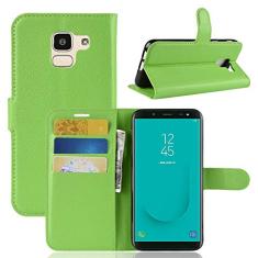 Capa para Samsung Galaxy J6 2018, capa flip carteira de couro PU Manyip para Samsung Galaxy J6 2018, capa de proteção de telefone estilo empresarial, capa com [compartimentos para dinheiro e cartão]