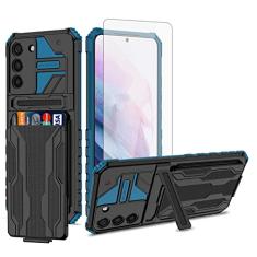 Asuwish Capa de celular para Samsung Galaxy S22 Plus S22+ 5G com protetor de tela de vidro temperado e suporte fino para cartão de crédito, acessórios para celular S22+5G S22plus 22S + S 22 22+