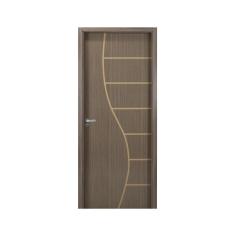 Kit Porta de Madeira Decorada 215x74cm com Batente de MDF Ultra 12cm C