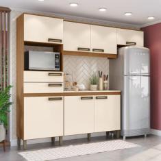 Cozinha Compacta com Tampo 7 Portas 2 Gavetas Jasmine Espresso Móveis