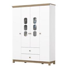 Guarda Roupa Infantil Aconchego 4 Portas Branco Jequitibá HP - Henn