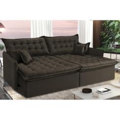 Sofá Sem Caixa Retrátil E Reclinável 1,55m Cama Inbox Versátil Suede Velusoft Café