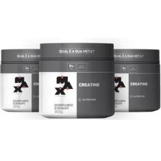 Kit c/ 3 un - creatine monohidratada pote 300g - creatina max titanium