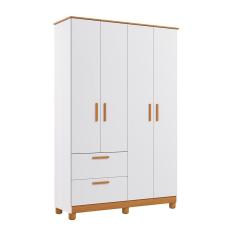 Guarda-Roupa Infantil Jujuba 4 PT 2 GV Branco e Nature