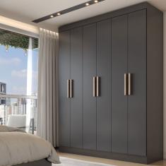 Guarda-Roupa Casal Valparaíso  6 Portas 2 Gavetas Preto - Panorama Móveis