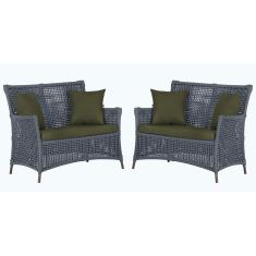 2 Sofás Área Externa Igapó Alumínio Pintura Marrom Corda Náutica Estofado Impermeável 13