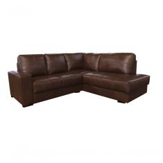 Sofá De Couro Canto Marrocos 2 Lugares Com Chaise Direita Marrom Bicolor - Mempra Design