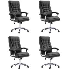 Kit 4 Cadeiras Big Mola Ensacada Escritório Pres Giratória em Couro com Nr17 Espresso Móveis Preto