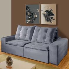 Sofá Larissa 4 Lugares Retrátil Reclinável 2.50m Suede Liso Mundial Es