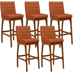Kit 05 Banquetas Altas Para Cozinha Sala De Jantar Fixa Mila L02 Tecid