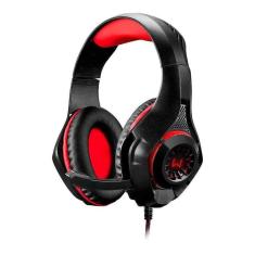 Fone ouvido over-ear gamer Warrior PH219 preto vermelho Led