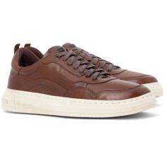 Tênis Masculino Democrata Denim Jake Couro Cadarço Moderno Confortável