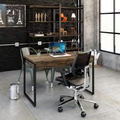 Mesa para Escritório 120cm 2 Gavetas Kuadra Compace Carvalho Dark