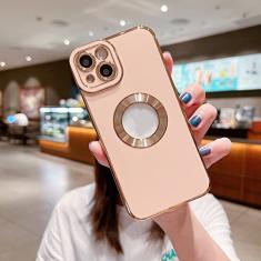 Capa de telefone galvanizada macia de luxo para iPhone 11 12 13 14 Pro Max XS X XR 7 8 Plus Mini capa de silicone vazada, rosa, para iphone 13Pro