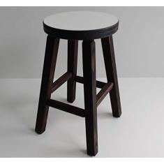 Banqueta Média Hardman Madeira 47 Cm Nogueira Ass. Redondo MDF Bco