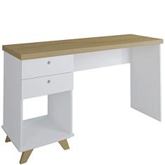 Mesa Para Escritório Home Office Escrivaninha Sky A02 Olmo Branco - Lyam Decor